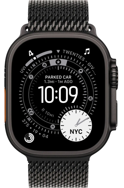 Apple Watch Series Ultra 3 49mm Black Titanium Case with Black Titanium Milanese Loop S